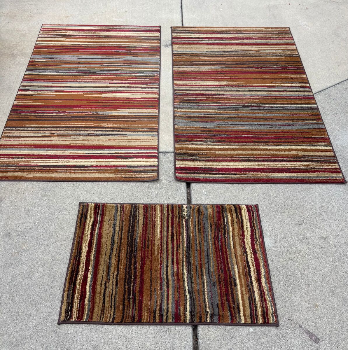 Set of 3 Matching Modern Design Area Rugs Home Office Any Room Rug