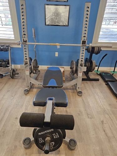 Nautilus Folding Bench And Squat Rack With Weights