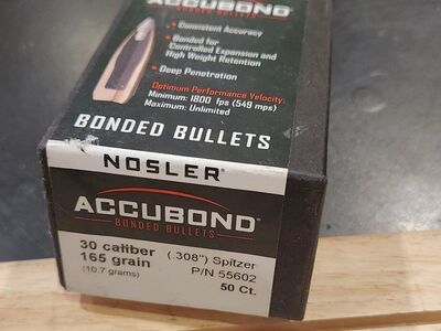 Nosler #55602 Accubond 30cal/.308 165gr spitzer