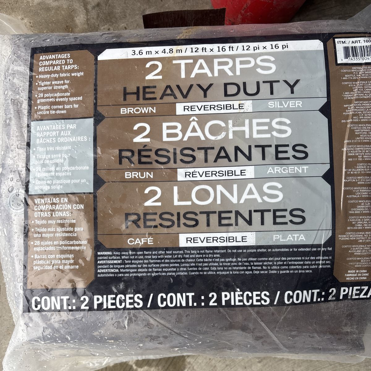 Heavy-Duty Reversible Tarps (Brown/Silver)  2 Pack