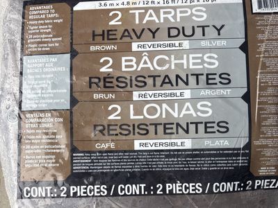 Heavy-Duty Reversible Tarps (Brown/Silver) 2 Pack