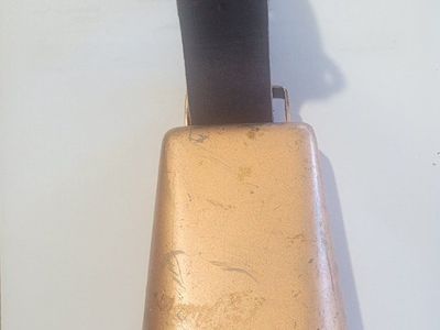 Real Old Copper Cowbell with Leather Strap - Rustic Farm Decor. Great condition.