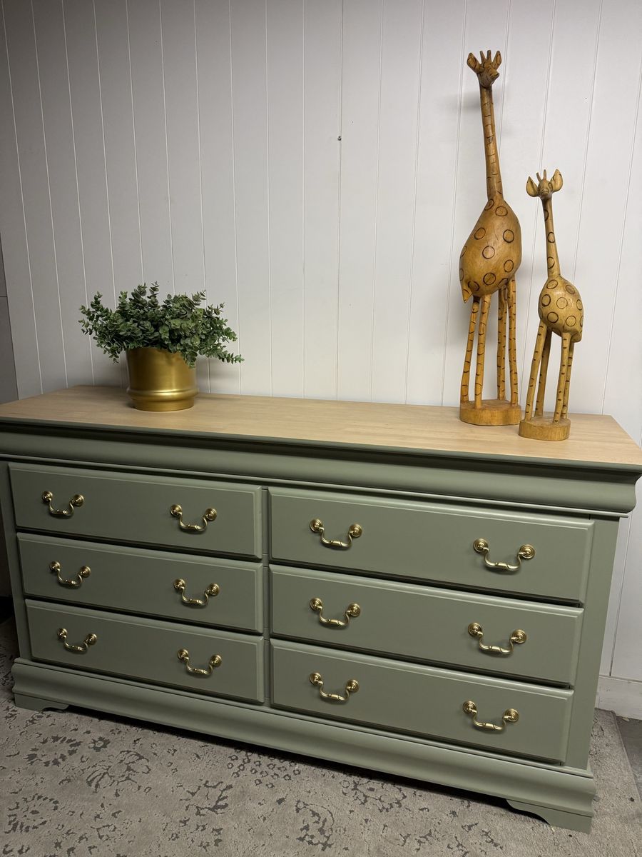 Large olive green dresser