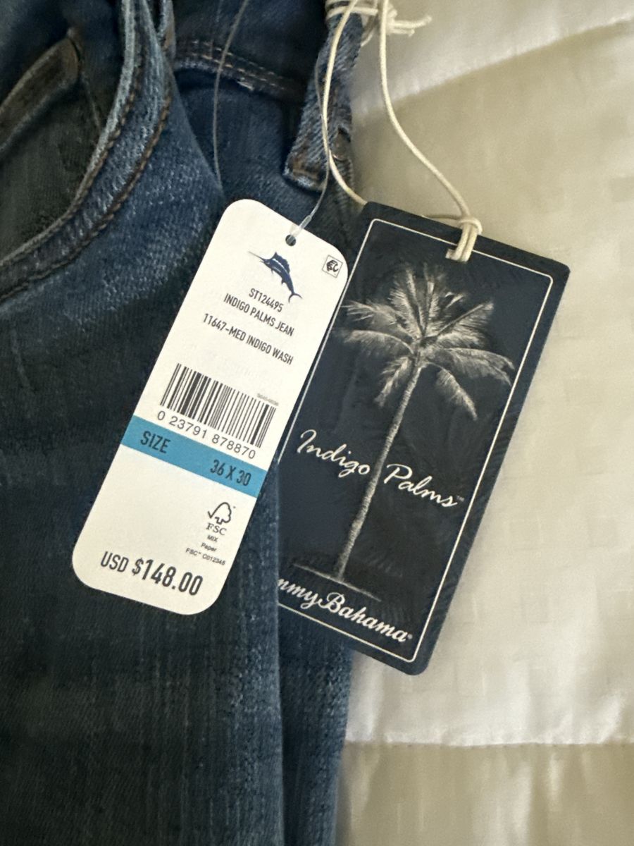 Tommy Bahama Indigo Palms Jean Men's 36x30 Medium Indigo Wash New with Tags