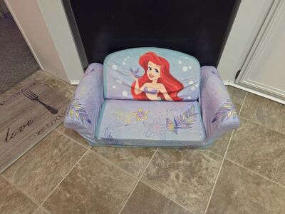 Marshmallow Furniture Kids Sofa, 2-in-1 Flip Open Foam Couch and Bed, little mermaid ariel