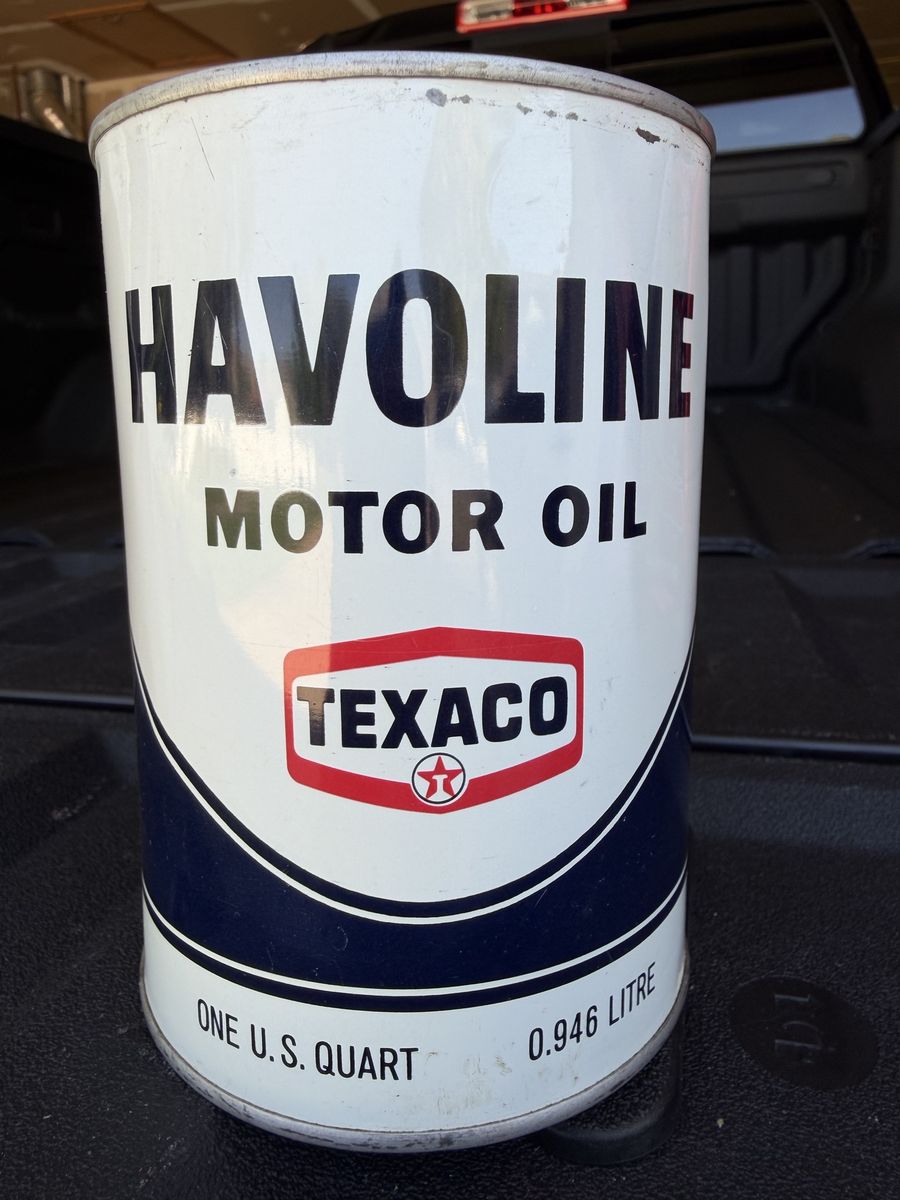 Vintage Texaco Havoline Motor Oil Can 1 US Quart SAE 30 HD Full Unopened