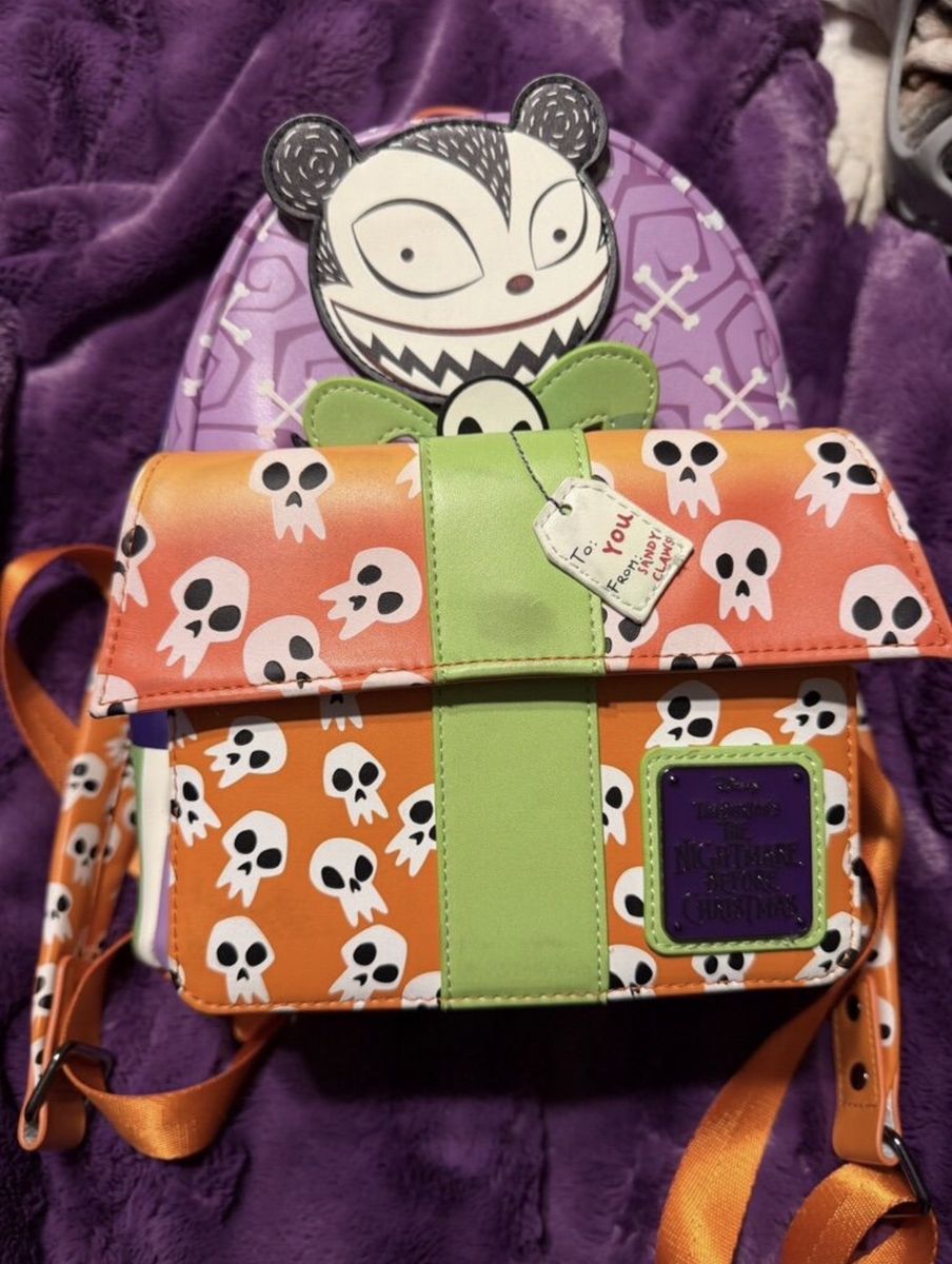 Loungefly Disney The Nightmare Before Christmas 30th Anniversary Lock, Shock, & Barrel Present Mini Backpack