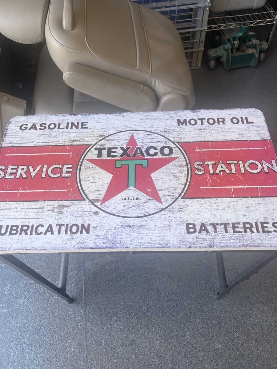 Texaco motor oil side table