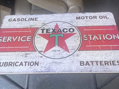 Texaco motor oil side table