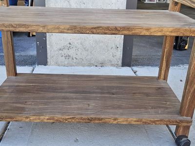 wooden shelf with wheels