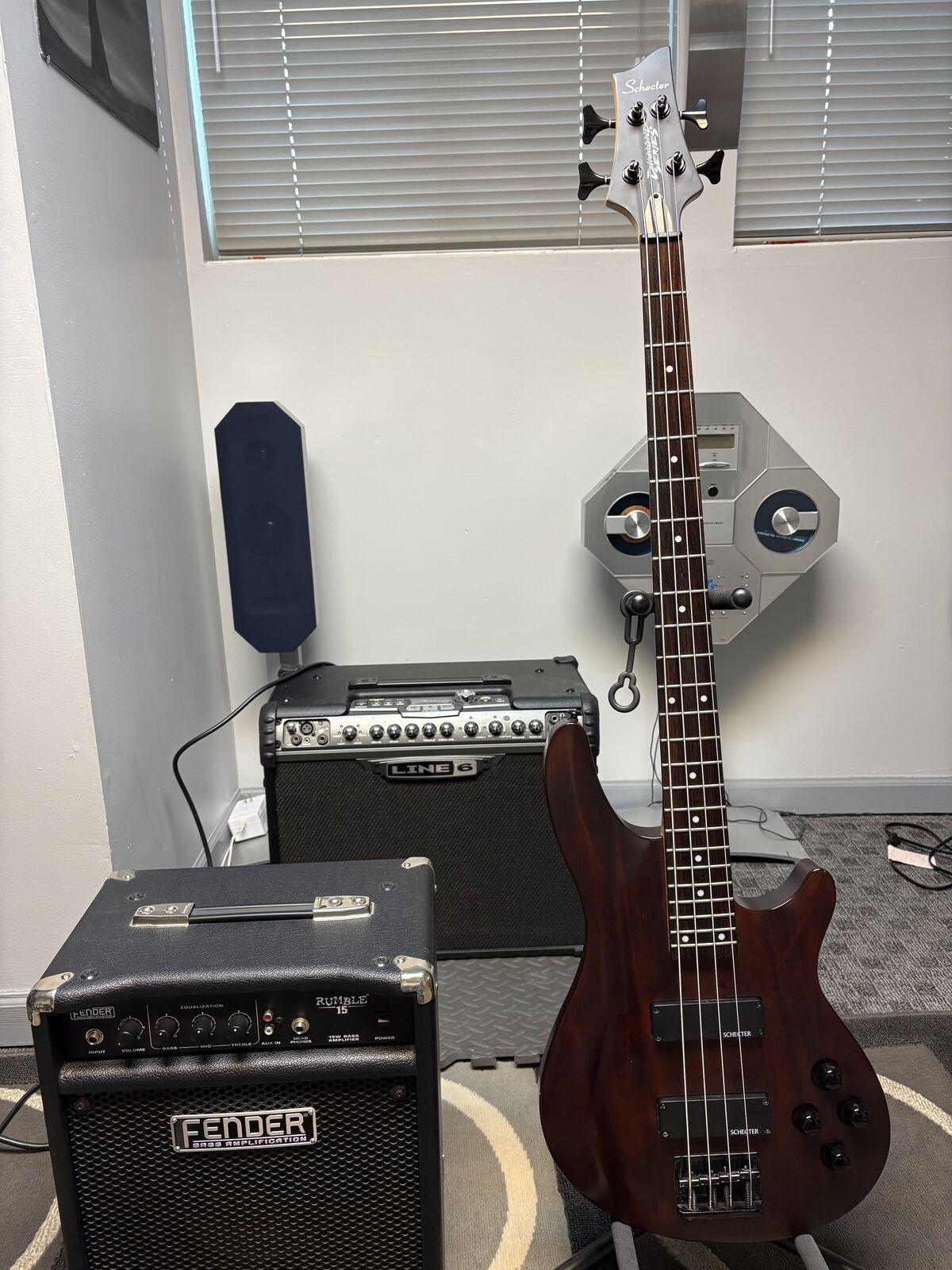 Schecter Bass Guitar and Fender Amp