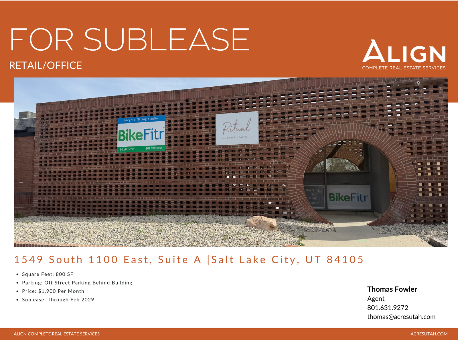 Retail/ Office Space for Sublease