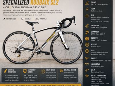 Specialized Roubaix SL2 Elite Carbon Road Bike – 49 cm – SRAM Apex – Fully Refreshed