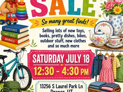 Yard Sale! Draper. Starting early! Come now!