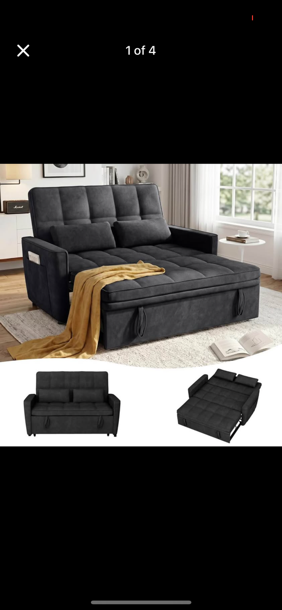 New black sleeper pull out sofa