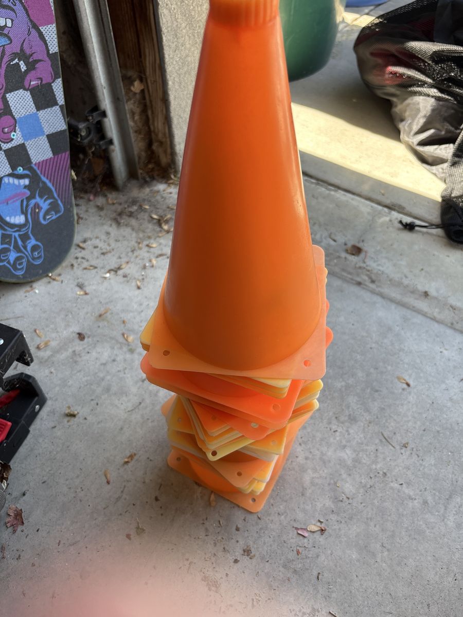 GoSports Orange Training Cones - Set of 24 standard, 4 with battery that light up. Durable Plastic