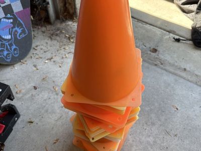 GoSports Orange Training Cones - Set of 24 standard, 4 with battery that light up. Durable Plastic