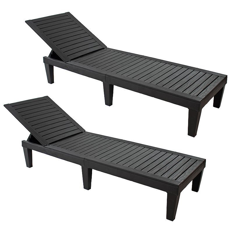 (2) 5-Position Adjustable Sun Lounger - Black