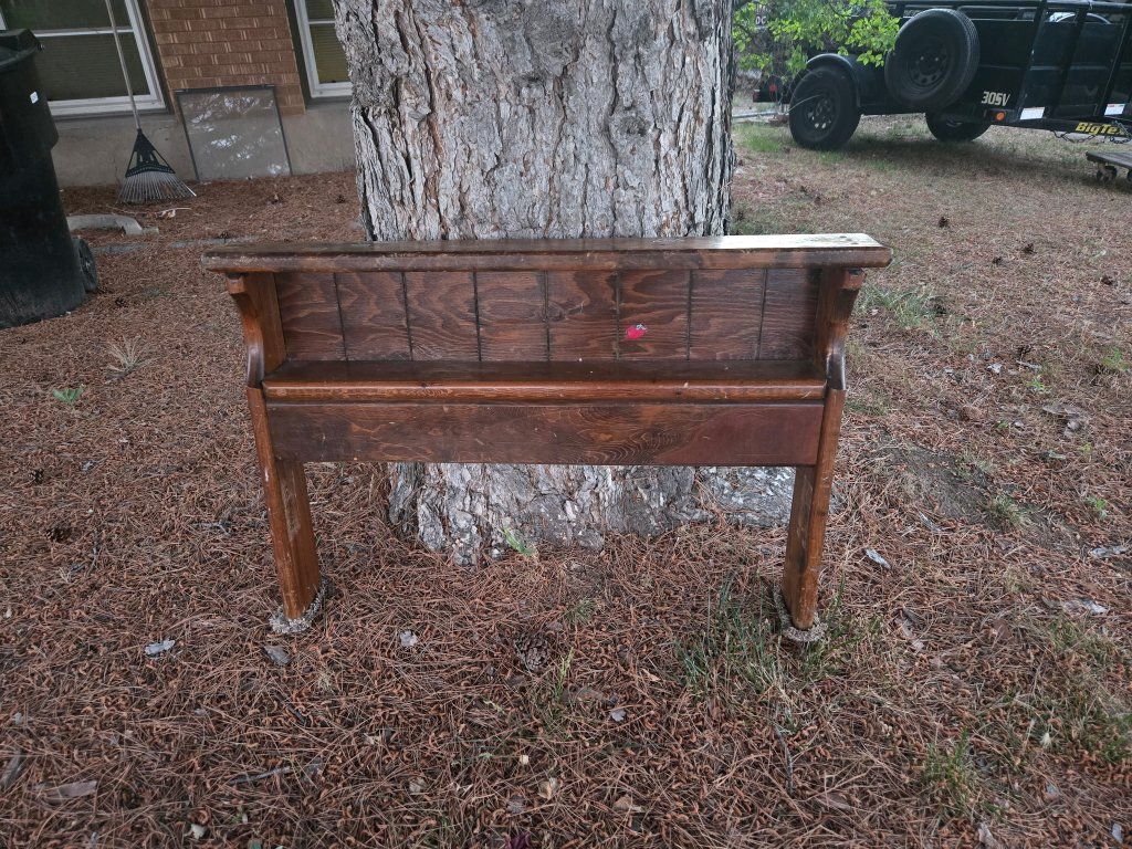 Vintage Wooden Twin Headboard - Dark Wood, Panel Design