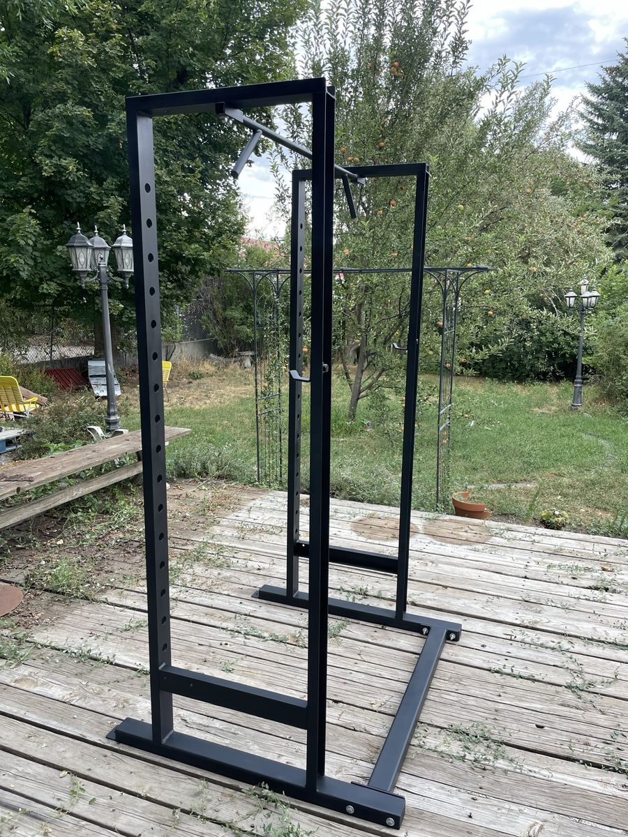 Sturdy Black Steel Squat Rack / Power Cage with Pull-Up Bar