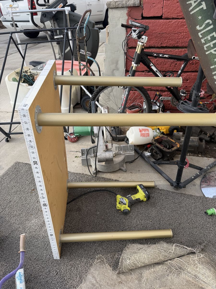 White Wood-Grain Finish Table with Gold Legs