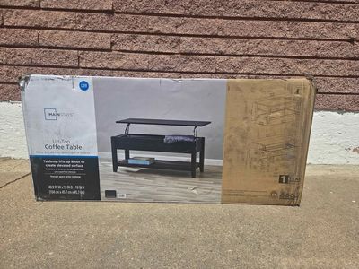 Mainstays Lift Top Coffee Table with Storage Shelf, Black wood finish