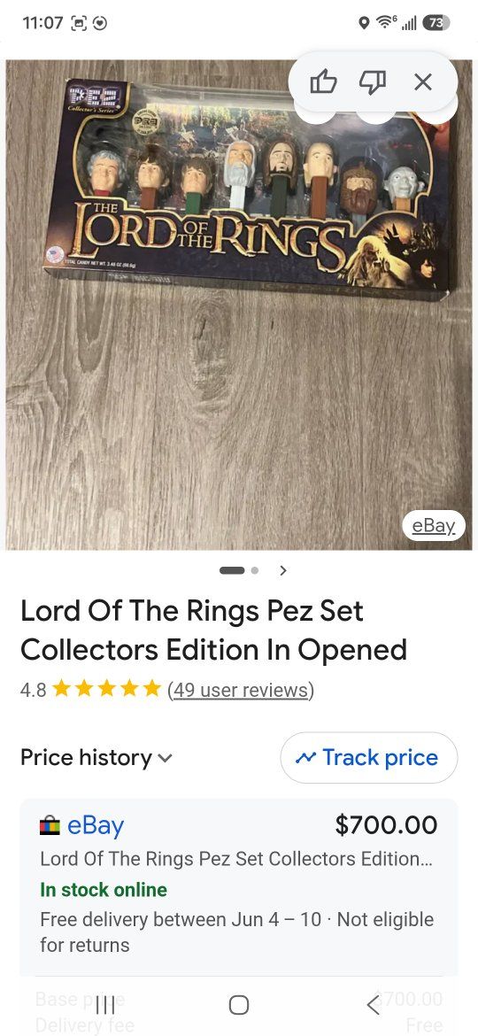 Lord of the Rings PEZ Collector's Series Set - Unopened Candy, Excellent Condition
