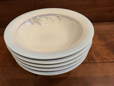 5 Noritake Rainbow End Stoneware Rimmed Soup Bowls