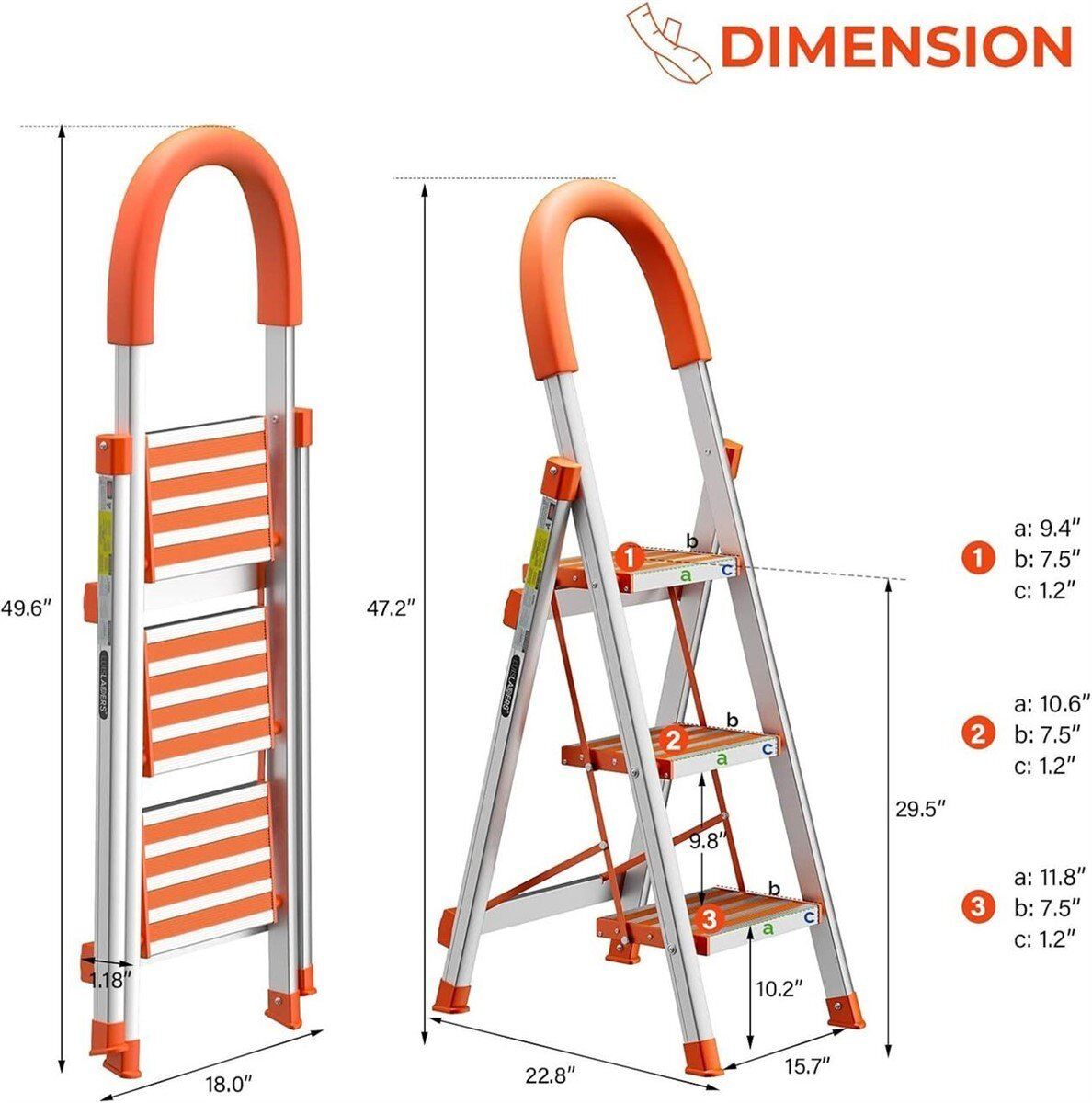 3-Step Aluminum Folding Ladder – Lightweight