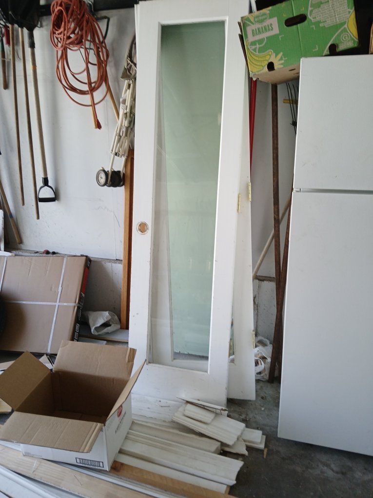 White Interior Glass Panel Door with Brass Hinges