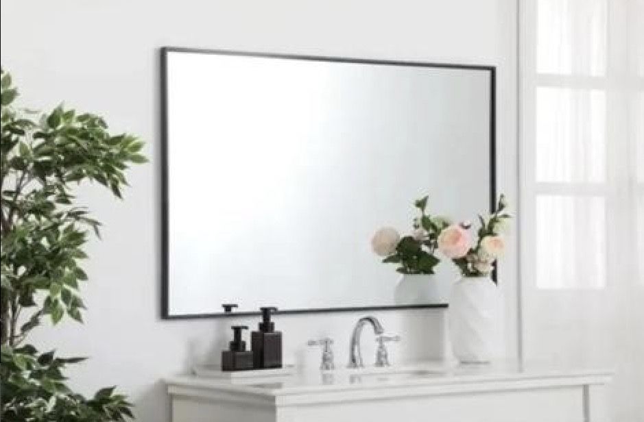 30x48x1in Metal Framed Bath Mirror Black NIB