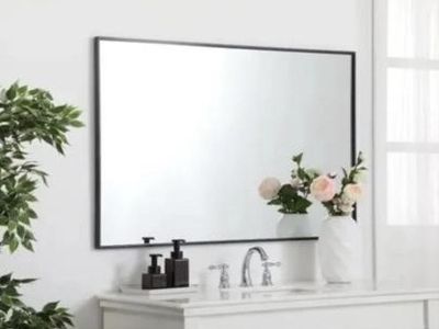 30x48x1in Metal Framed Bath Mirror Black NIB