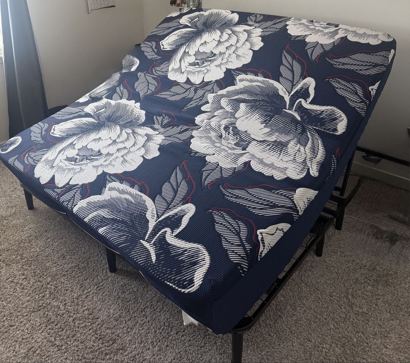 King Size Adjustable Bed Frame with Mattress, Remote Control Included
