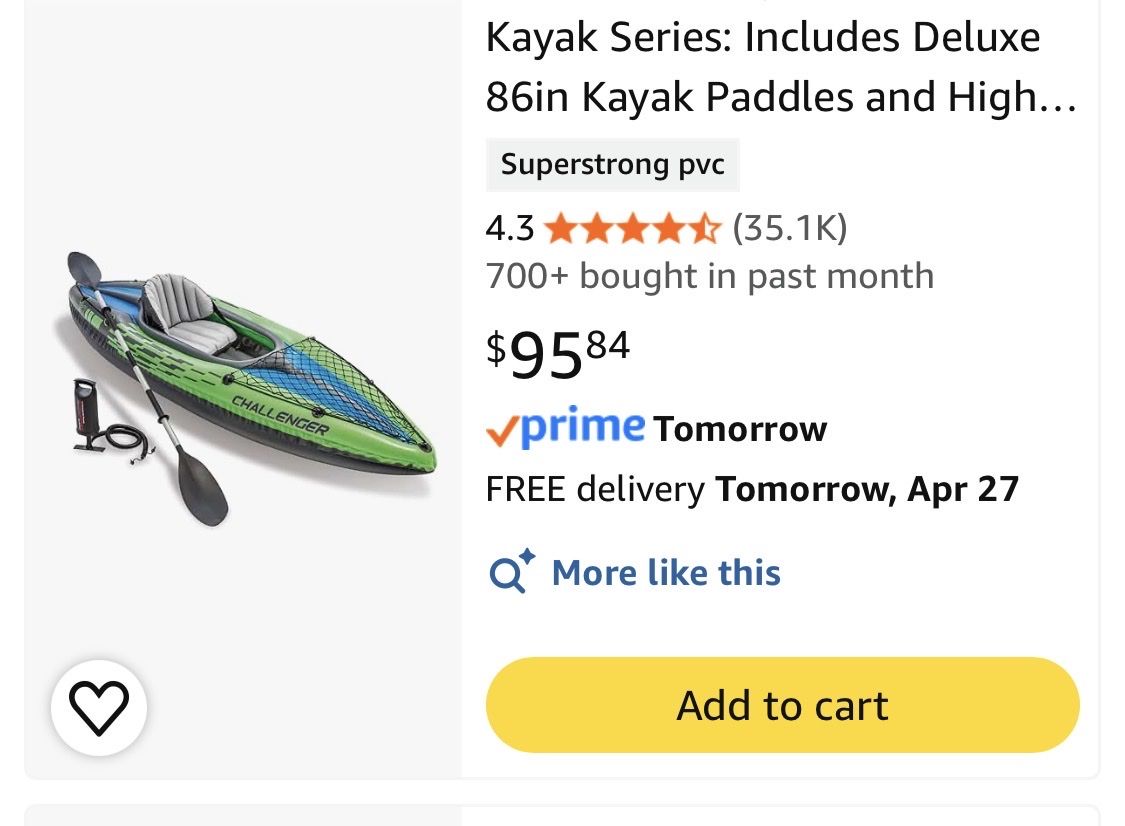 **NEW IN BOX** K1 Challenger Kayak