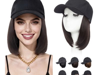 S-noilite Baseball Cap Wig with Short Bob Synthetic Hair Extensions - Chocolate Brown, Adjustable