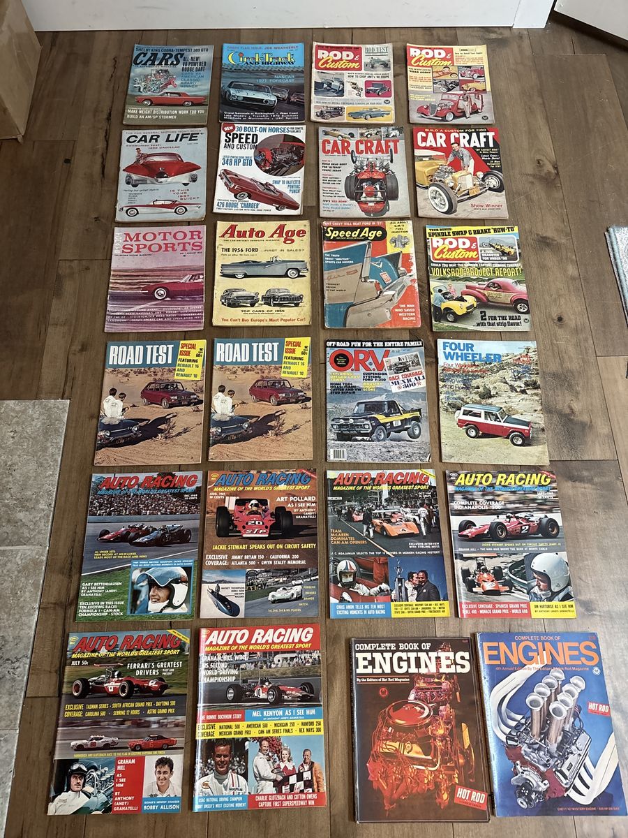 Vintage auto magazines from the 1950s/60s/70s