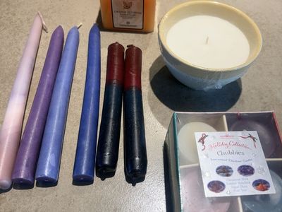 Assorted Candles Lot - Tapers, Pillar, Votives & Bowl Candle