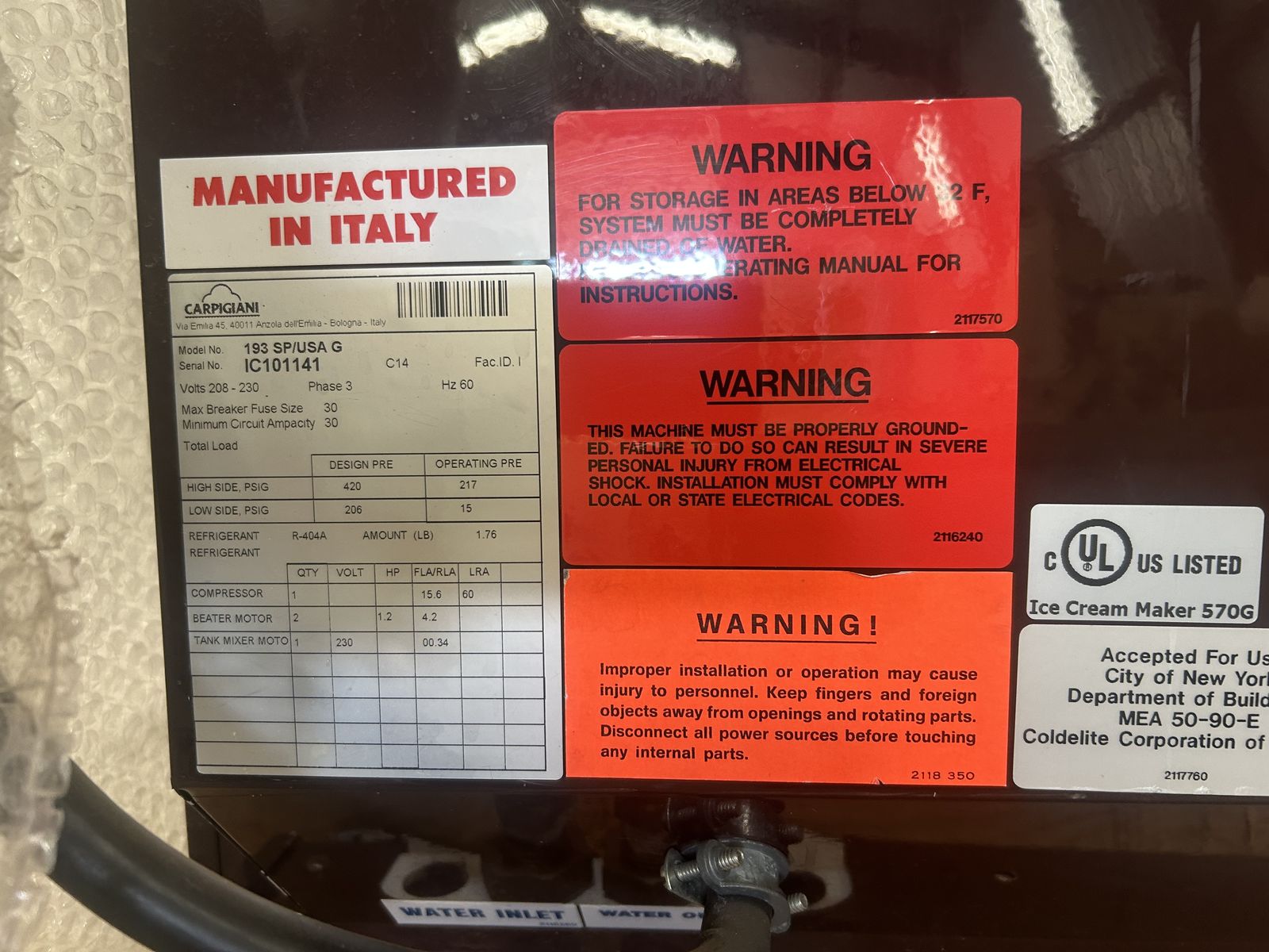 Carpigiani Soft serve ice cream machine