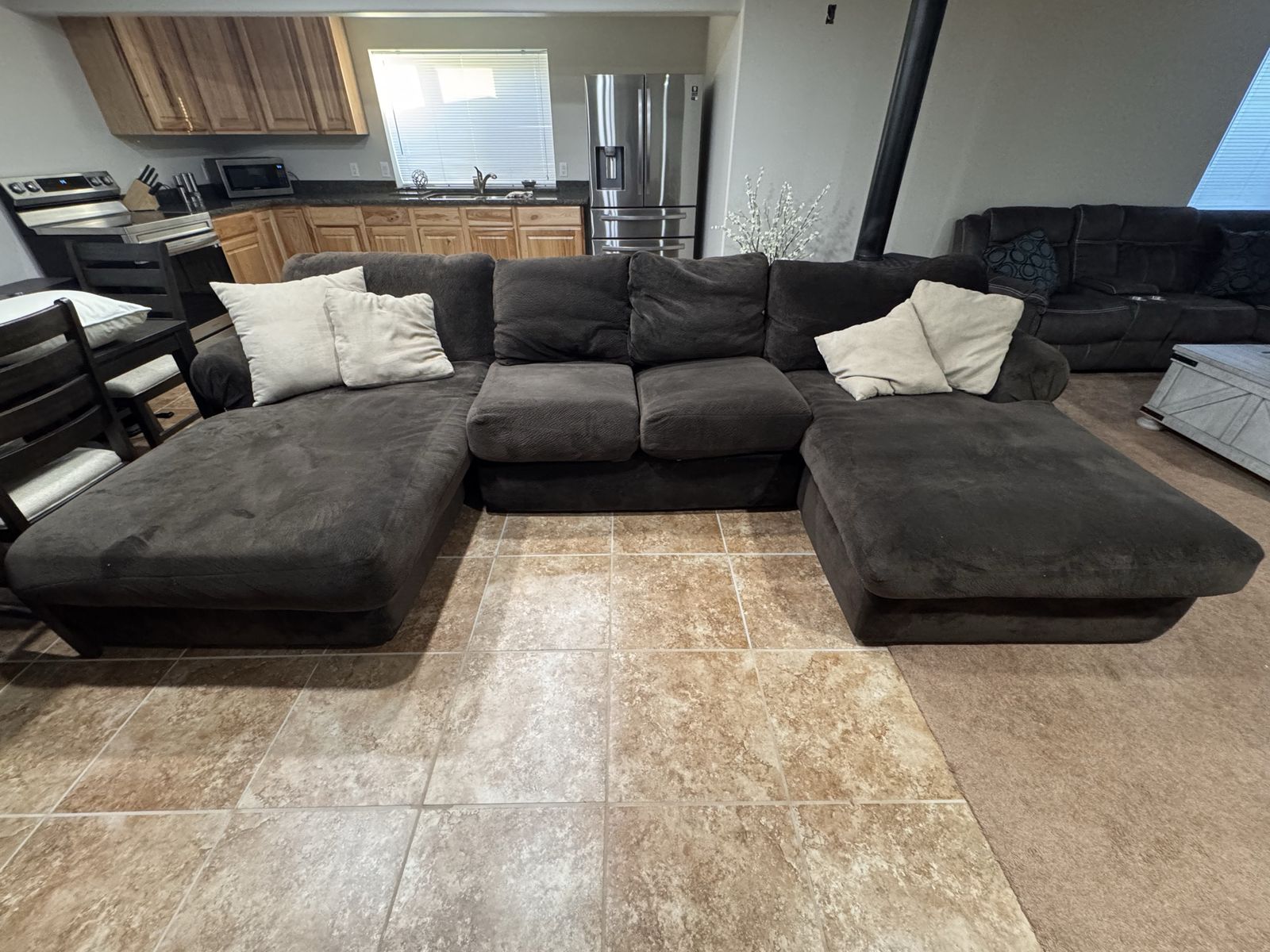 Three piece sectional with double chaise