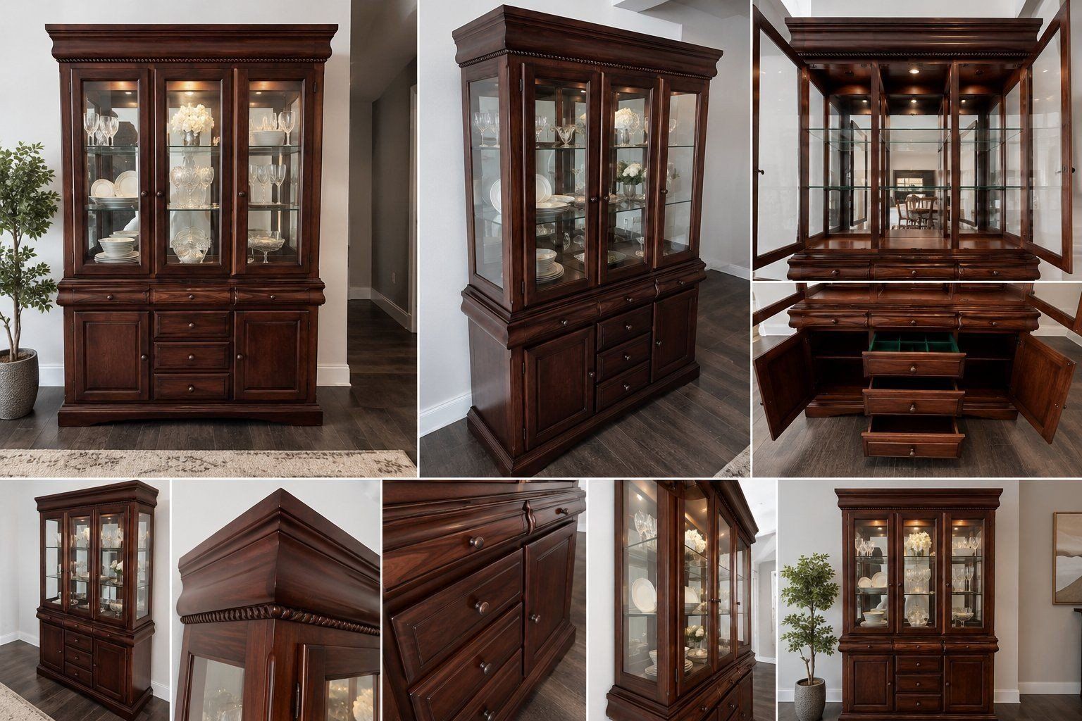Solid Wood Cherry China Cabinet / Curio Cabinet. Excellent Condition