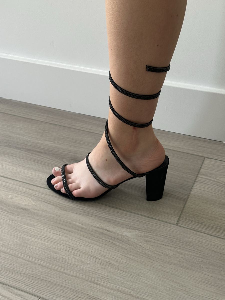 Windsor Black Wrap Around Strap Heels