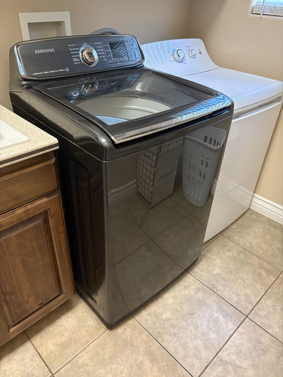 Samsung activewash Steam SmartCare VRT Plus Top Load Washer Black Stainless Steel