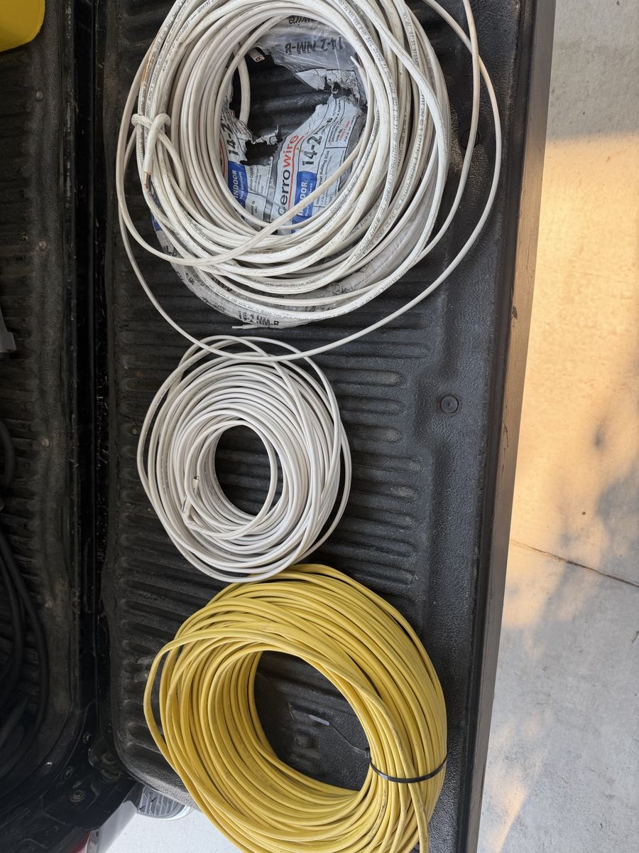 Assorted Electrical Wire Coils - Cerrowire 14-2 14-3, 200’ 12-2 NM-B and Yellow Cable. Cash only