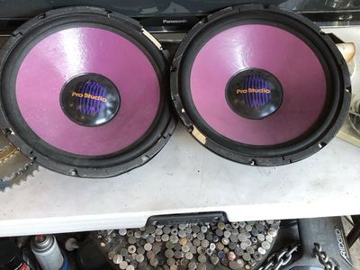 Pair of Pro Studio Woofer Speakers Purple Cone