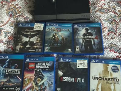 PS4 bundle ps4 console, controller, hdmi/power cable, 7 games, all work great!