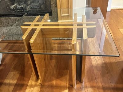 Glass And Teak Coffee Table