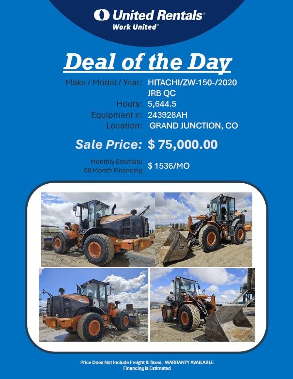 Loader Hitachi ZW 150 2020 w 5644 hrs 75K in Grand Junction