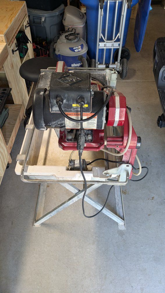 MK-100 Tile Saw with Stand - 1.5 HP Motor, 10-inch Blade for Wet Cutting