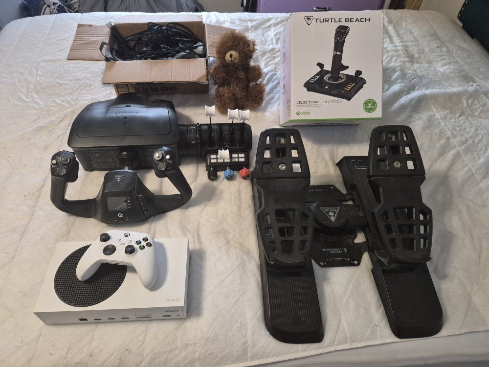 Turtle Beach VelocityOne Flight Universal Control System Yoke/Throttle, AND Velocity1 Pedals AND Velocity1 Flight Stick AND Xbox