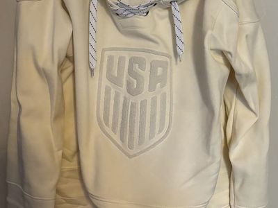 US Soccer Official Team USA Cream Hoodie Sweatshirt XXL Lace-Up Neck